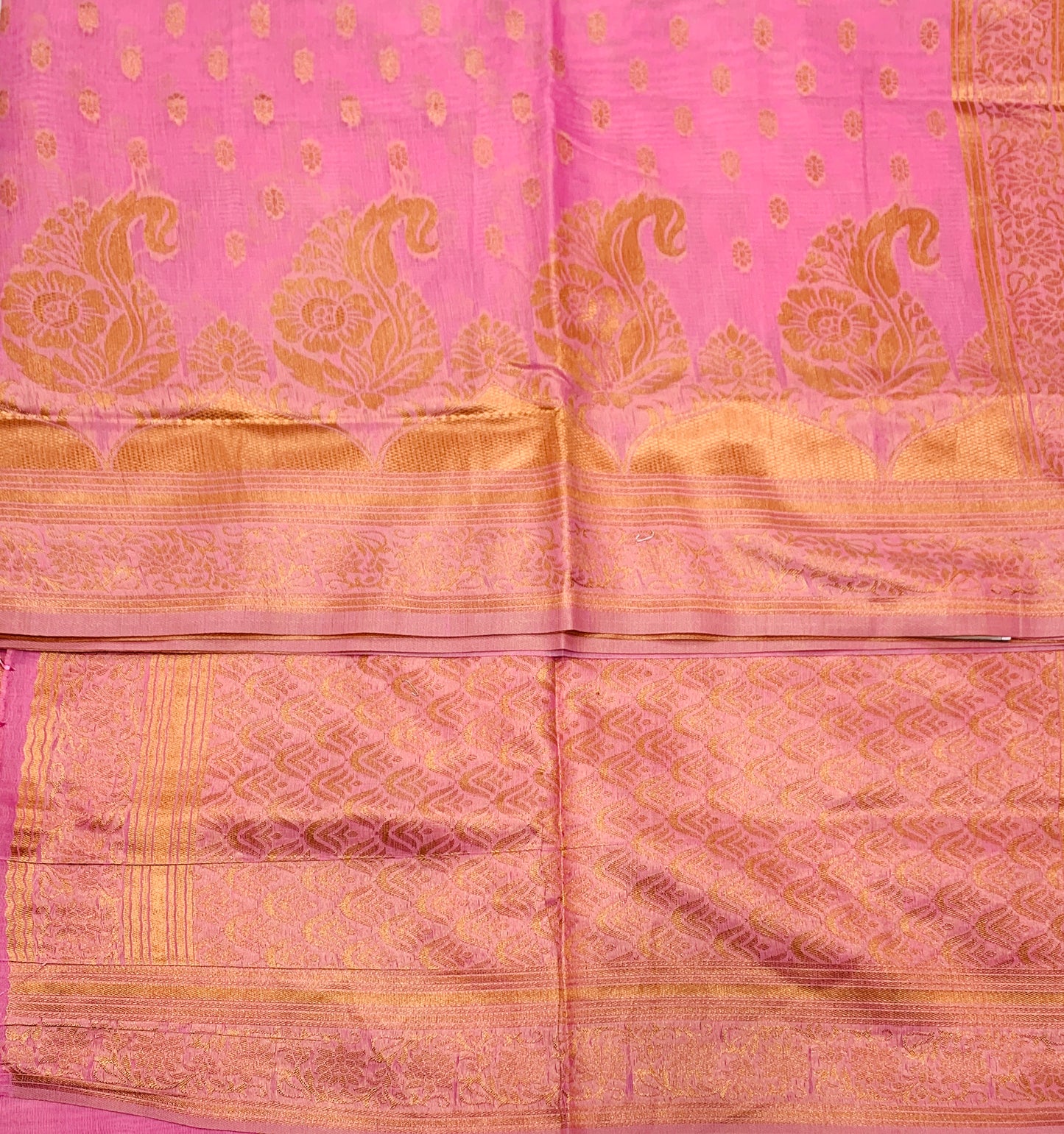 Banaras Katan Saree Baby Pink Colour with Katan Work Border