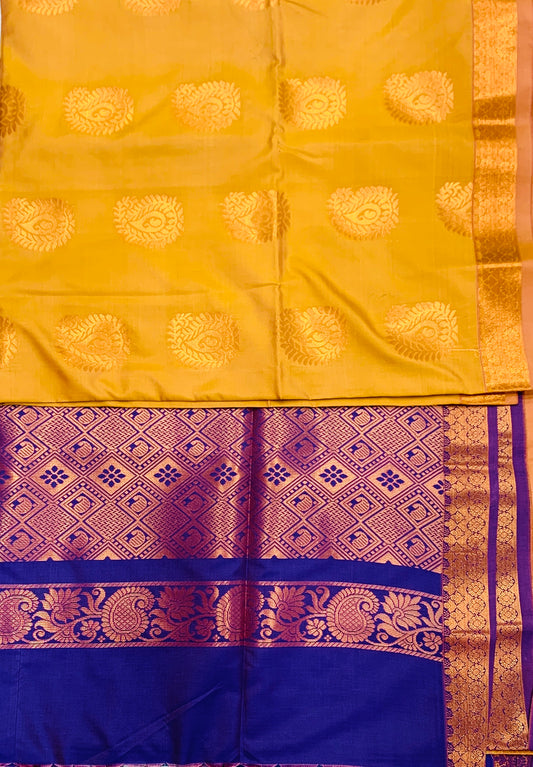 Soft Vegan Silk Saree Golden Yellow shade