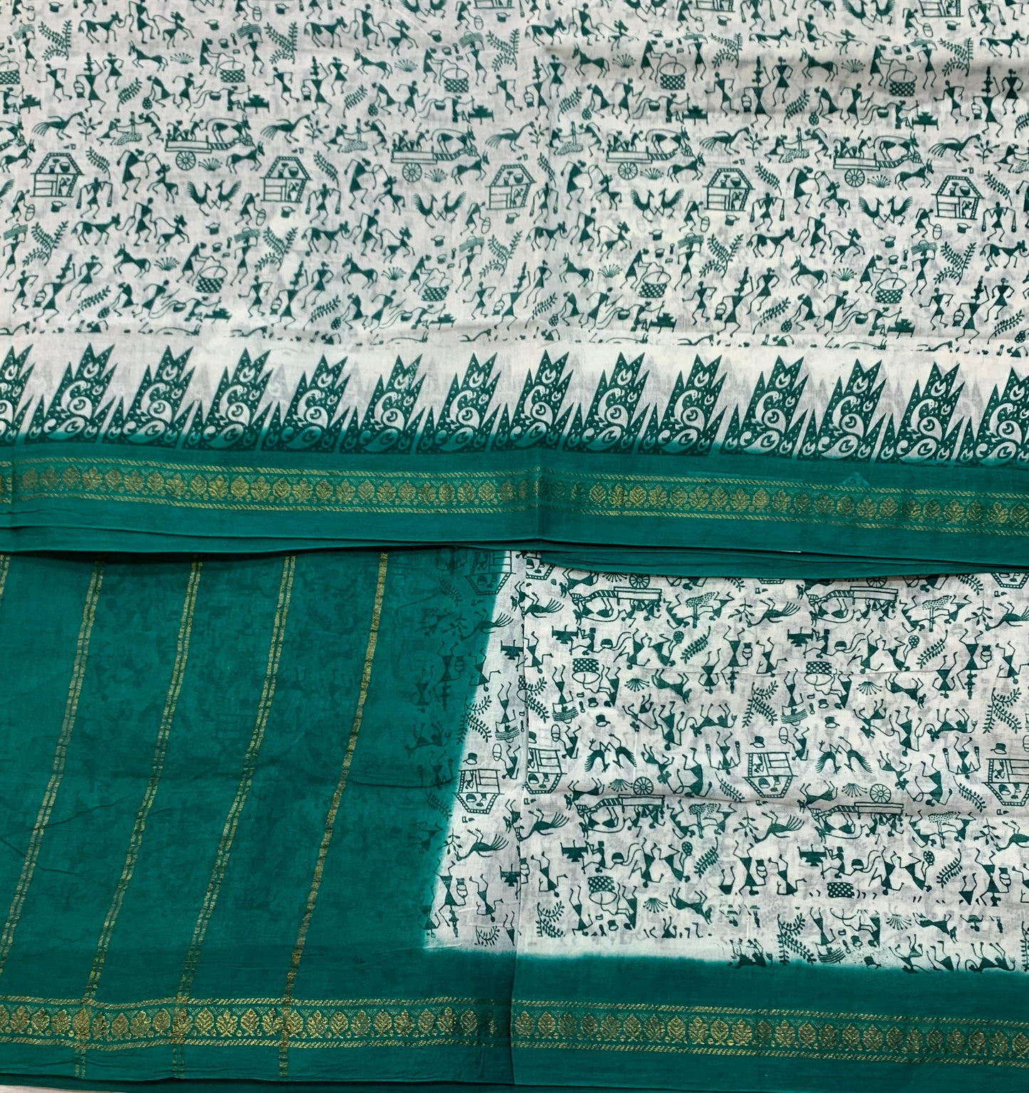 Chettinad Sungudi Cotton White Colour with Printed Saree