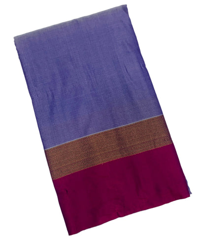 Arani Silk Saree Lavender Colour with Pink and Golden Zari Border