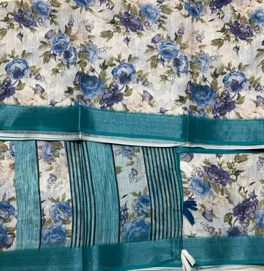 Jute Cotton Saree Off White Shade with Thread Border