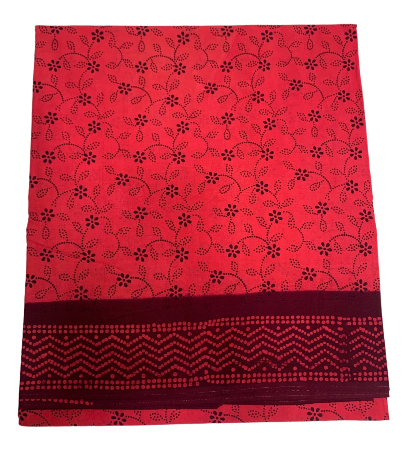 Chettinad Sungudi Cotton Tomato Red Colour with Printed Saree