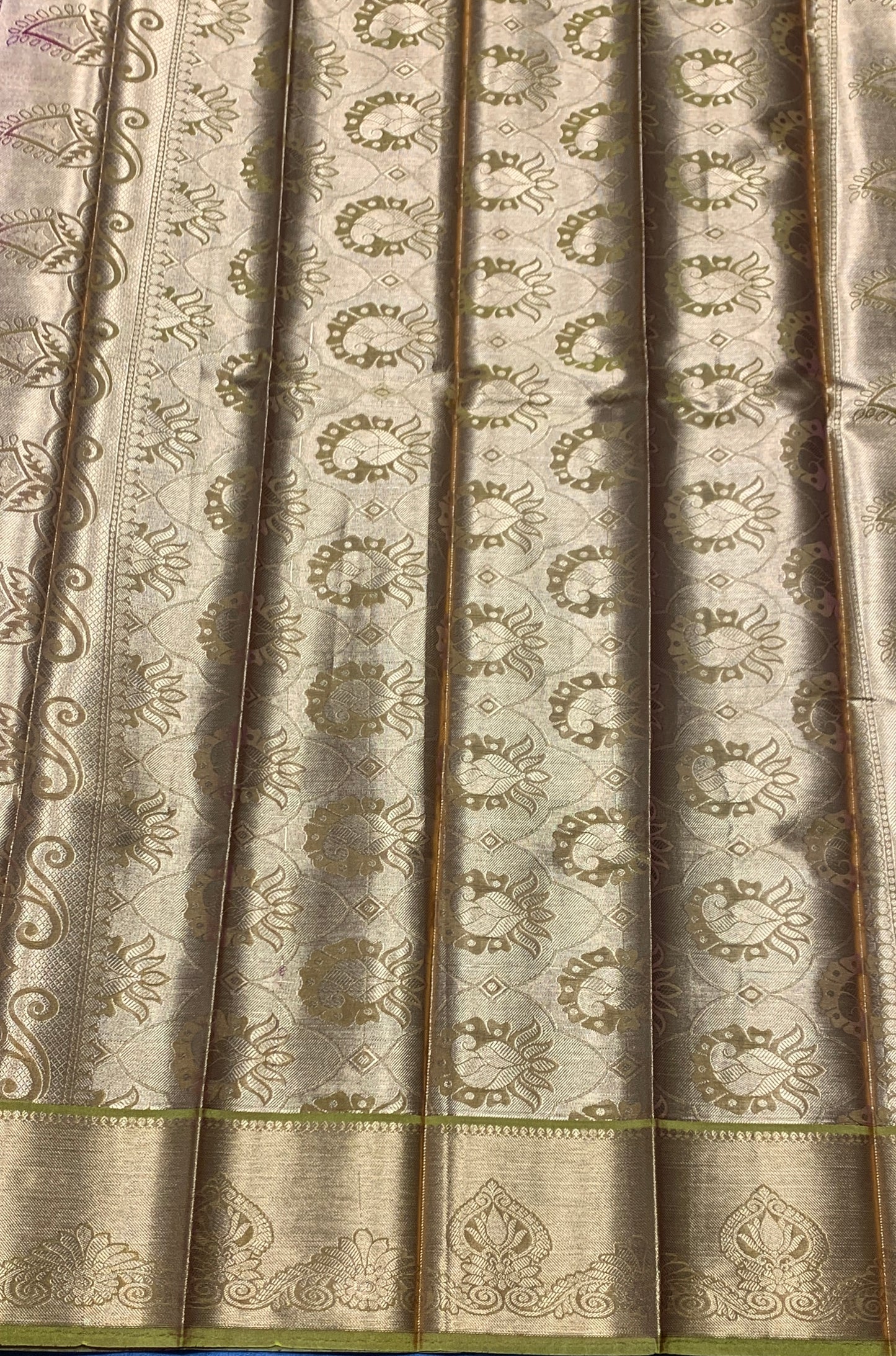Vegan Silk Saree Maroon Colour with Golden Yellow and Copper Border