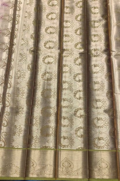 Vegan Silk Saree Maroon Colour with Golden Yellow and Copper Border