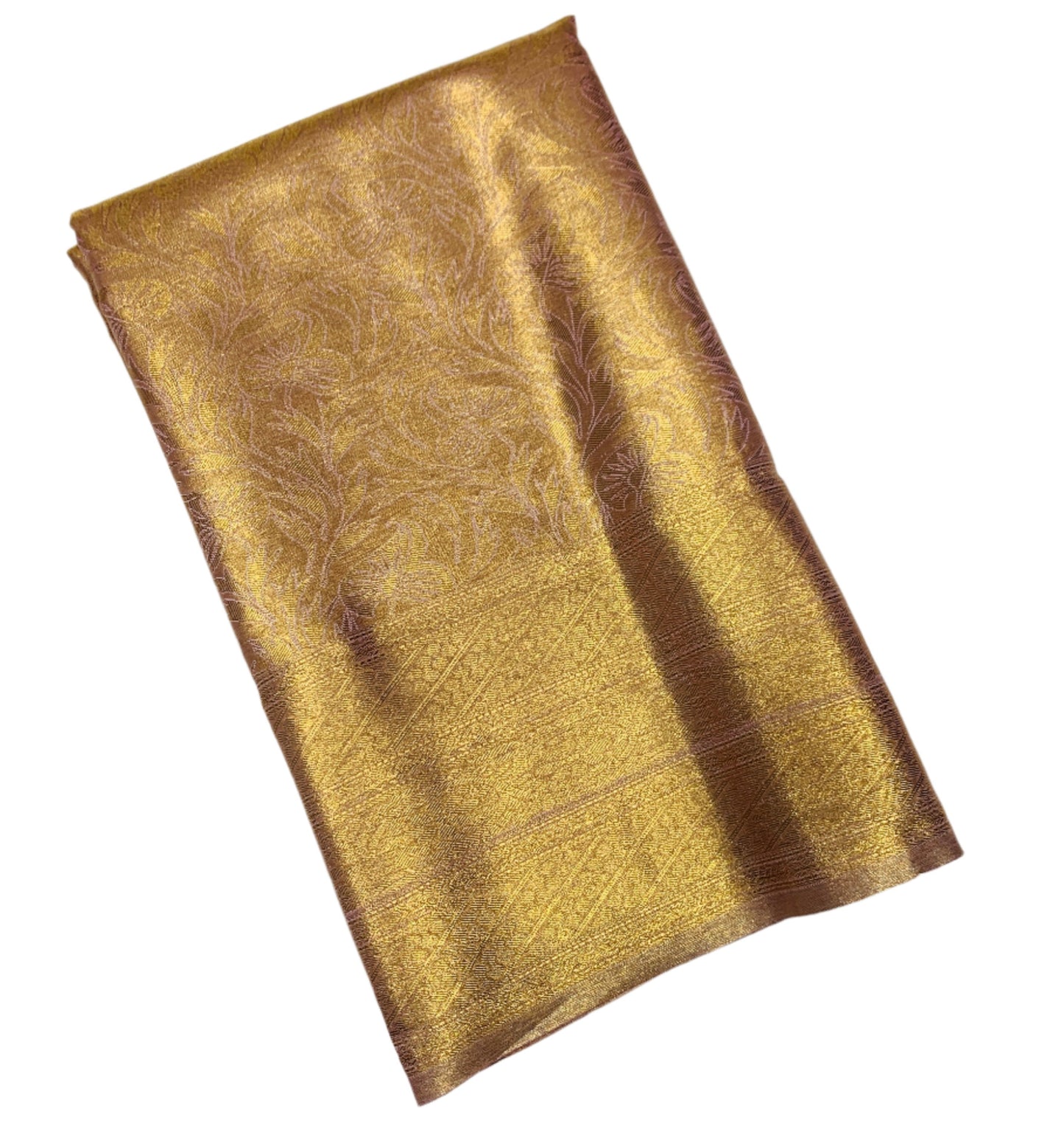 Golden Colour Soft Kanchi Tissue Pattu Saree with Self Border