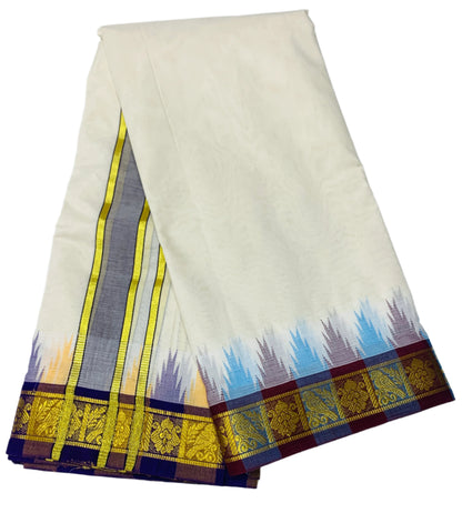 Korvai Cotton Dhoti Half White Colour