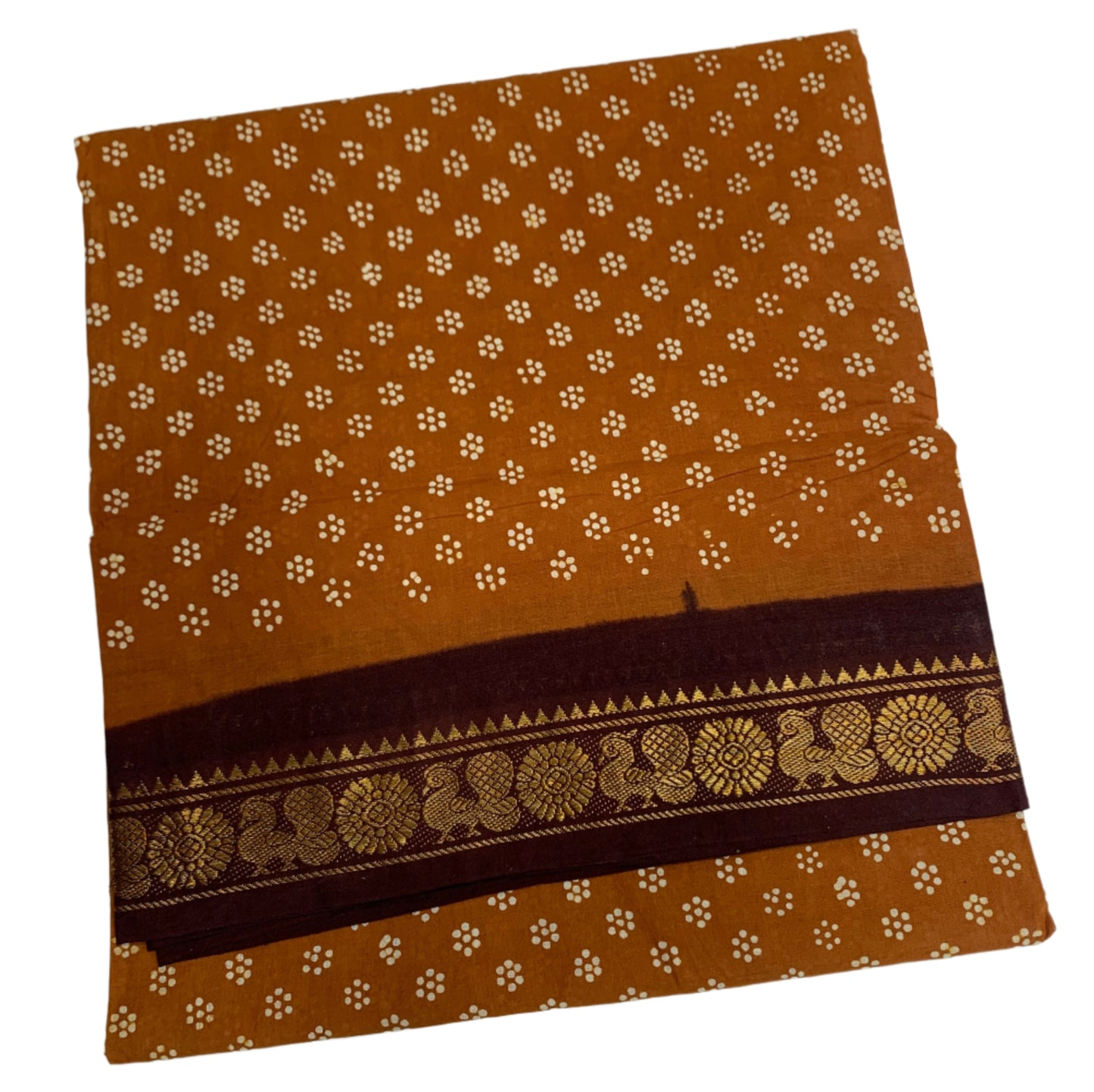 Chettinad Sungudi Cotton Chocolate Brown Colour with Brown Border