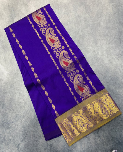 Violet Shade Semi Silk Kids Pattu Pavadai with Contrast border for age 5 to 10