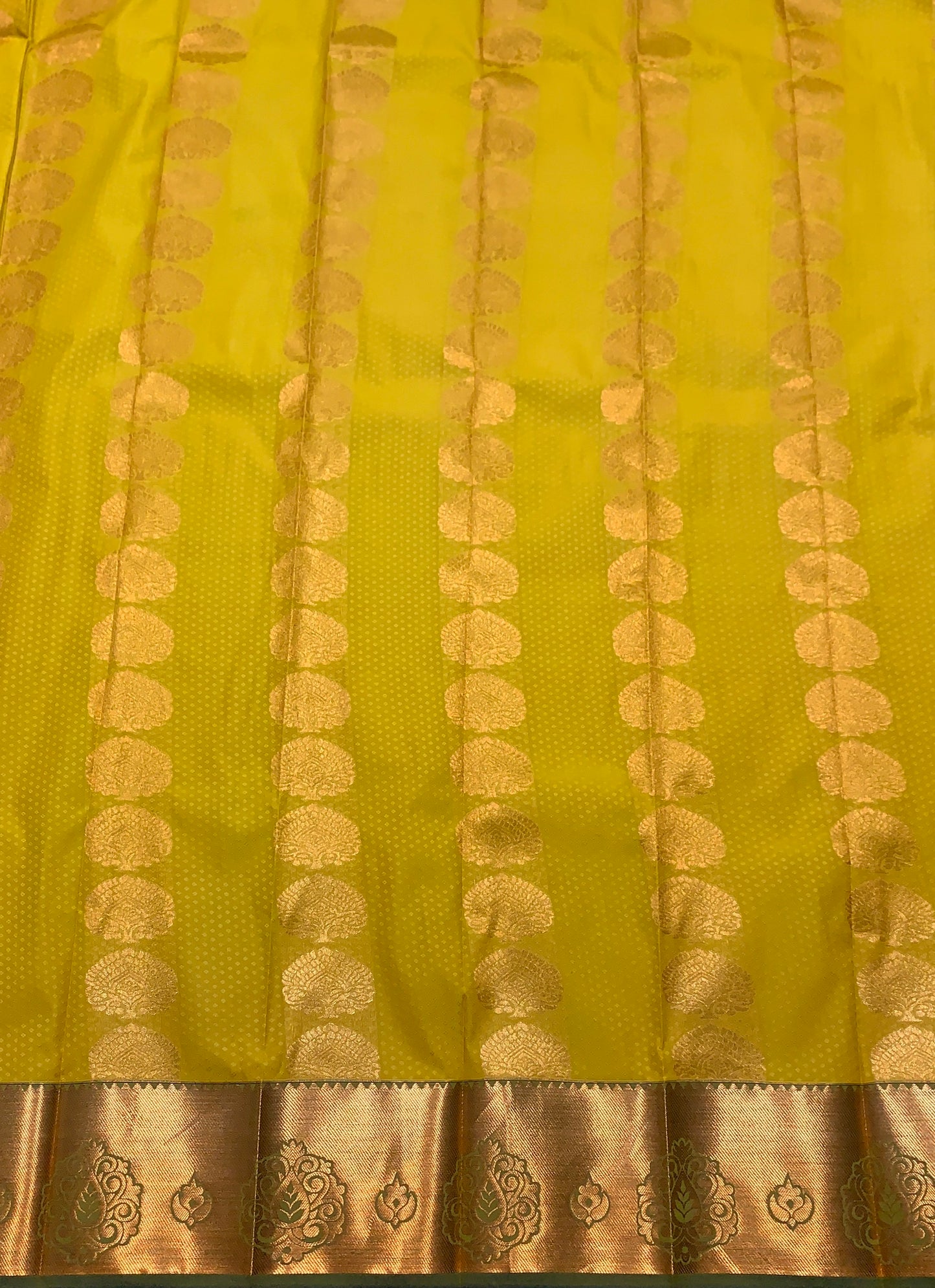 Vegan Silk Saree Mustard Colour Saree with Copper Border
