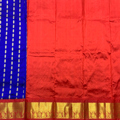 Blue  Shade Pure Kanchipuram Silk Kids Pattu Pavadai with Contrast Border for age 2 to 5