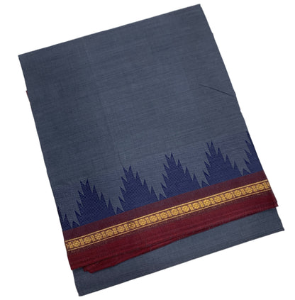 Chettinad Cotton Saree Gray Shade with Brown Border