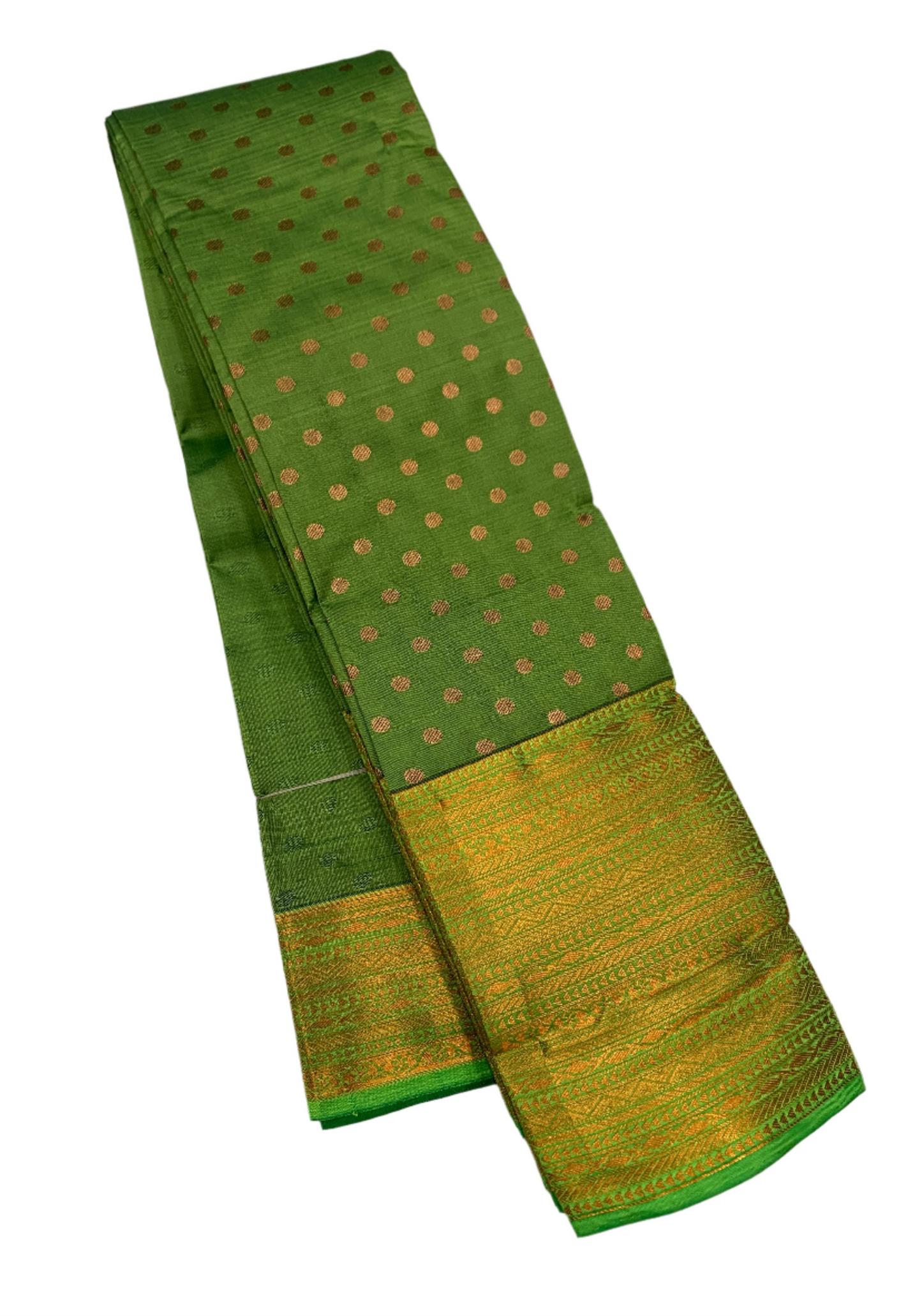 Vegan Silk Saree Light Green Colour with Copper Border