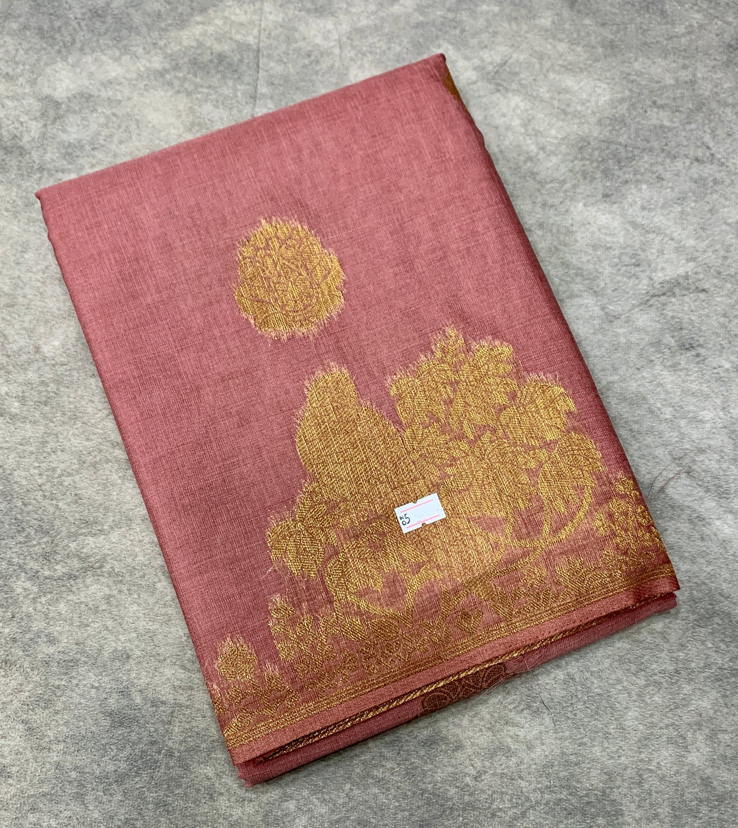 Kora Silk Saree Onion Pink Colour with Flower and Parrot Design Border