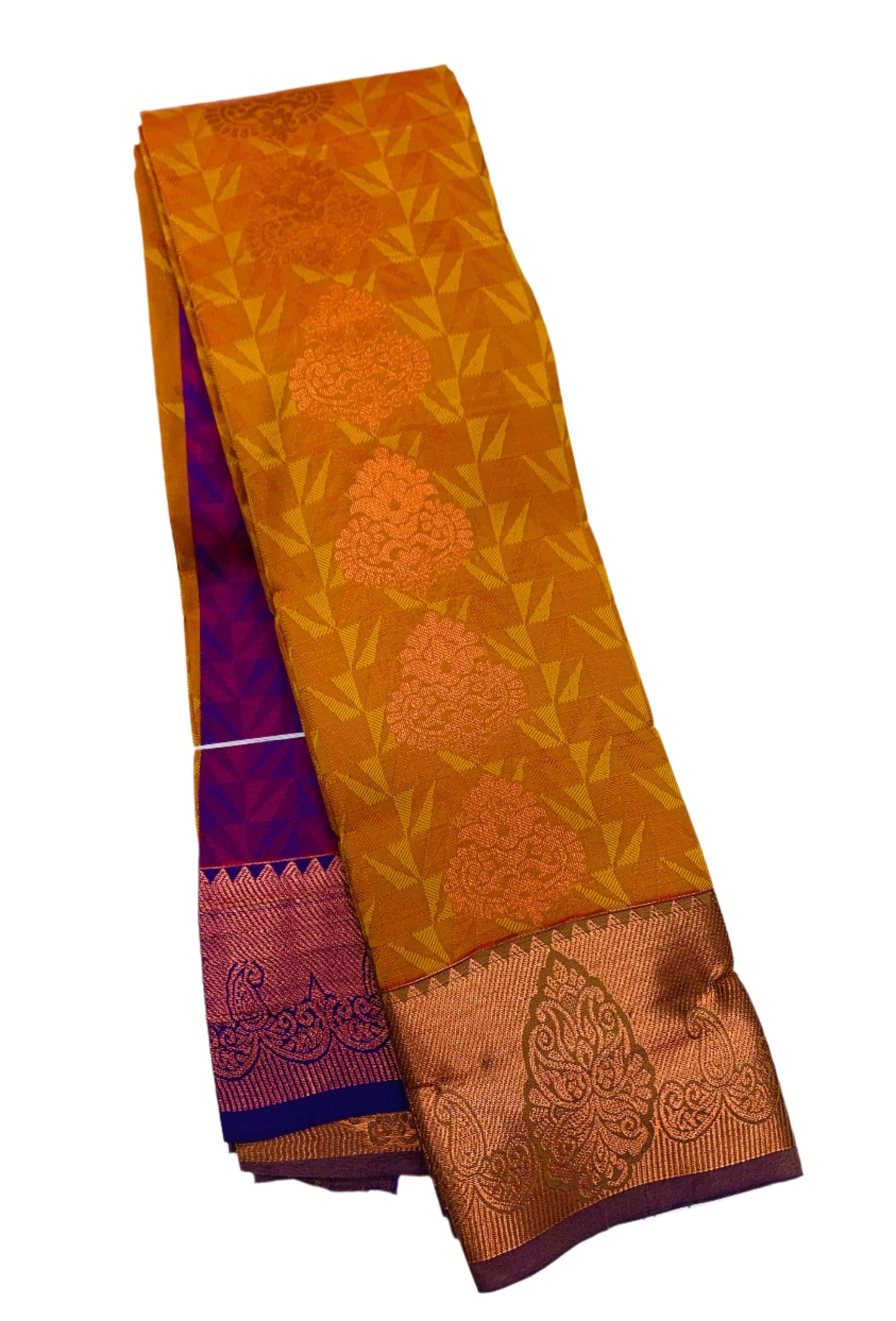 Vegan Silk Saree Mustard Colour with Copper Border