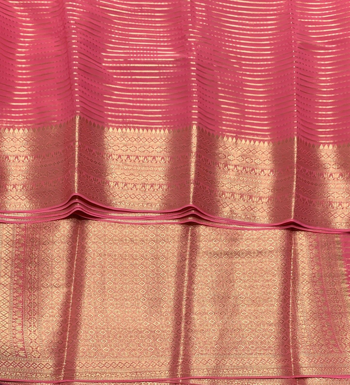 Georgette Saree Baby Pink Colour with Sliver Floral Design Border