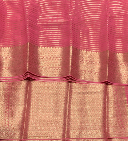 Georgette Saree Baby Pink Colour with Sliver Floral Design Border