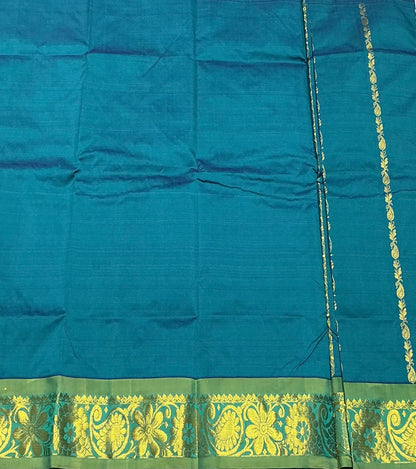 Rama Green Shade Semi Silk Kids Pattu Pavadai with Contrast border for Age 2 to 5 Years