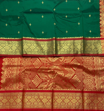 Green Shade Saree with Golden and Red Border