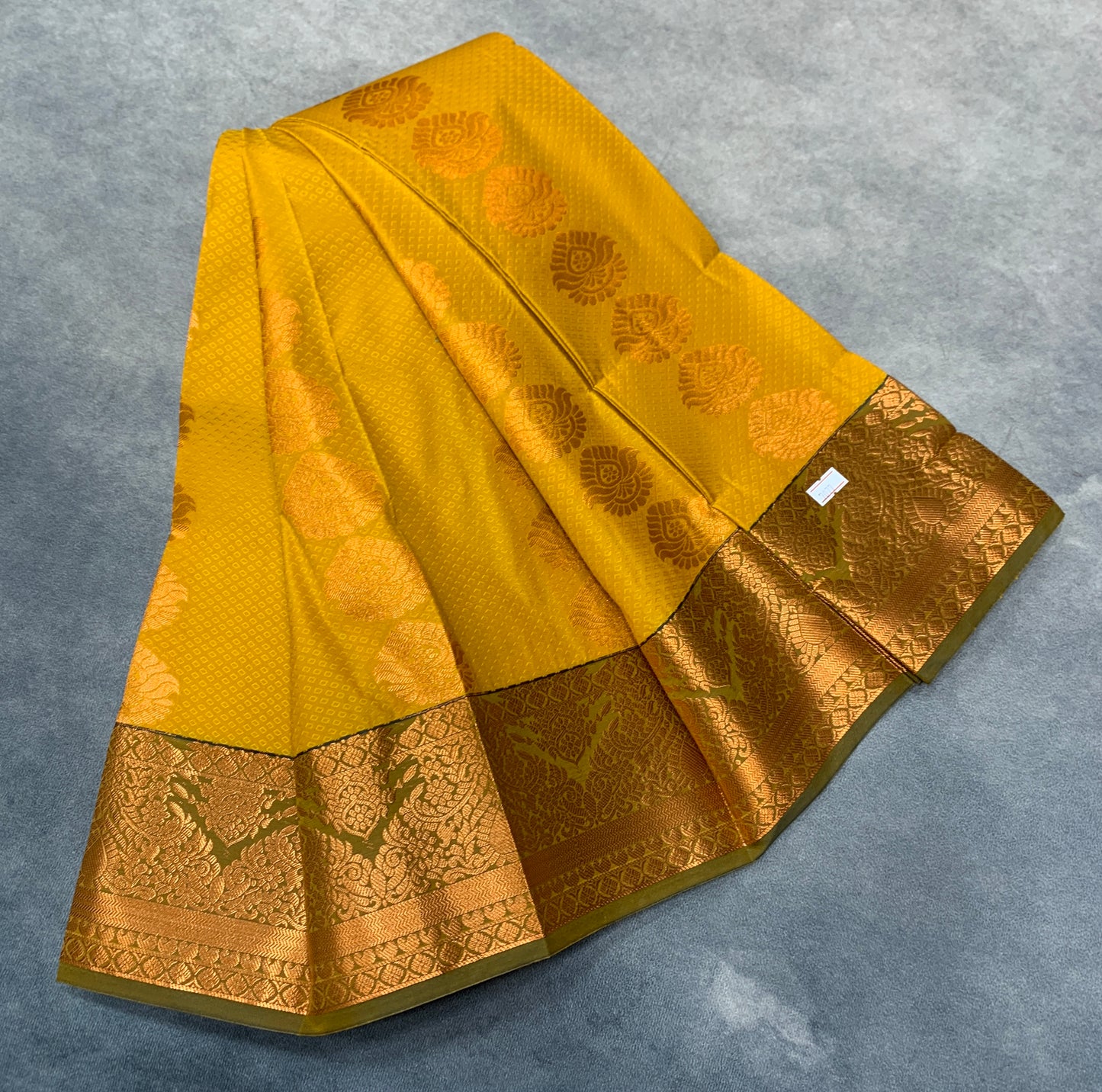 Vegan Silk Saree Mustard Colour Saree with Copper Border