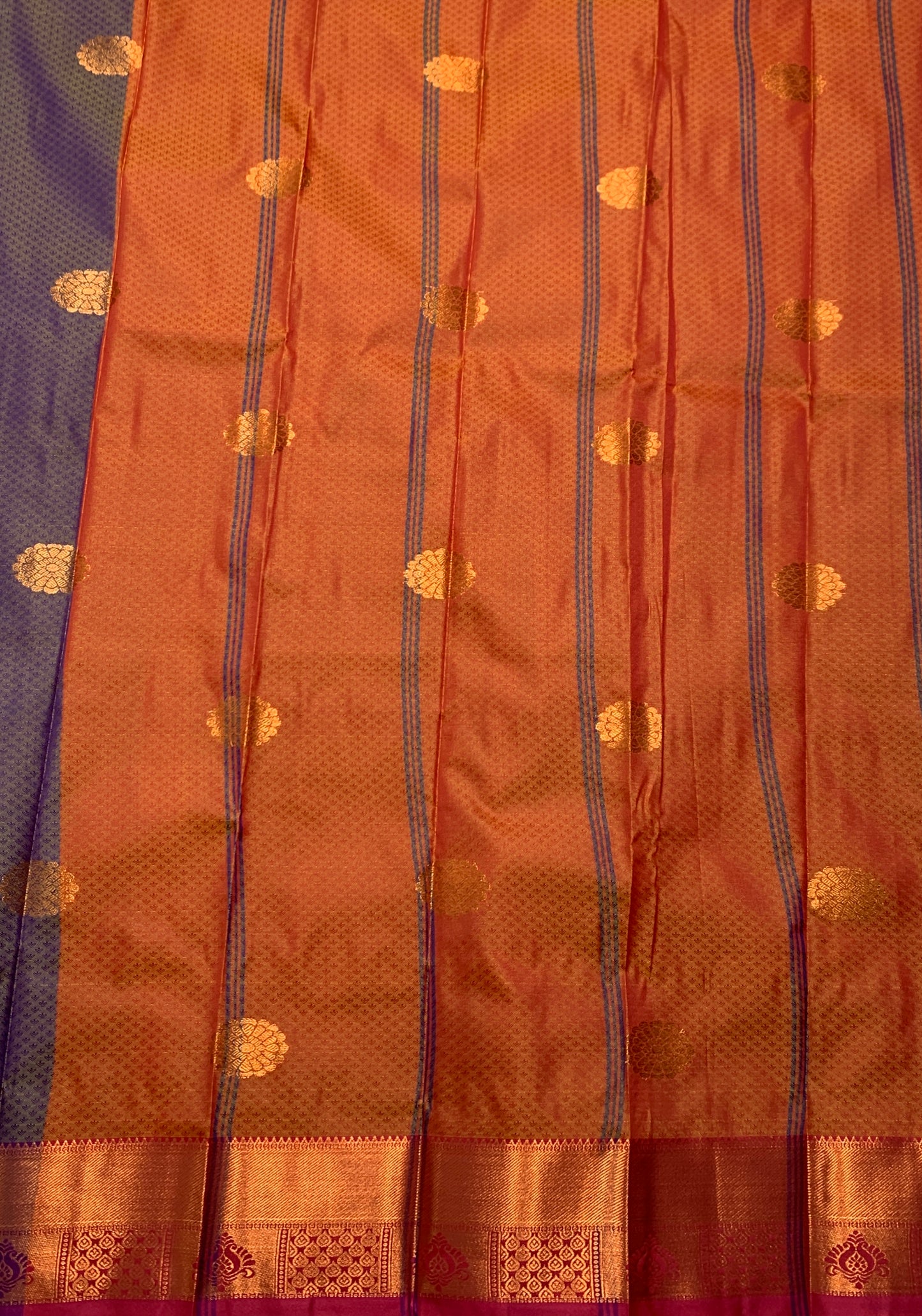 Lavender Colour Silk Cotton Saree with Copper Zari Border