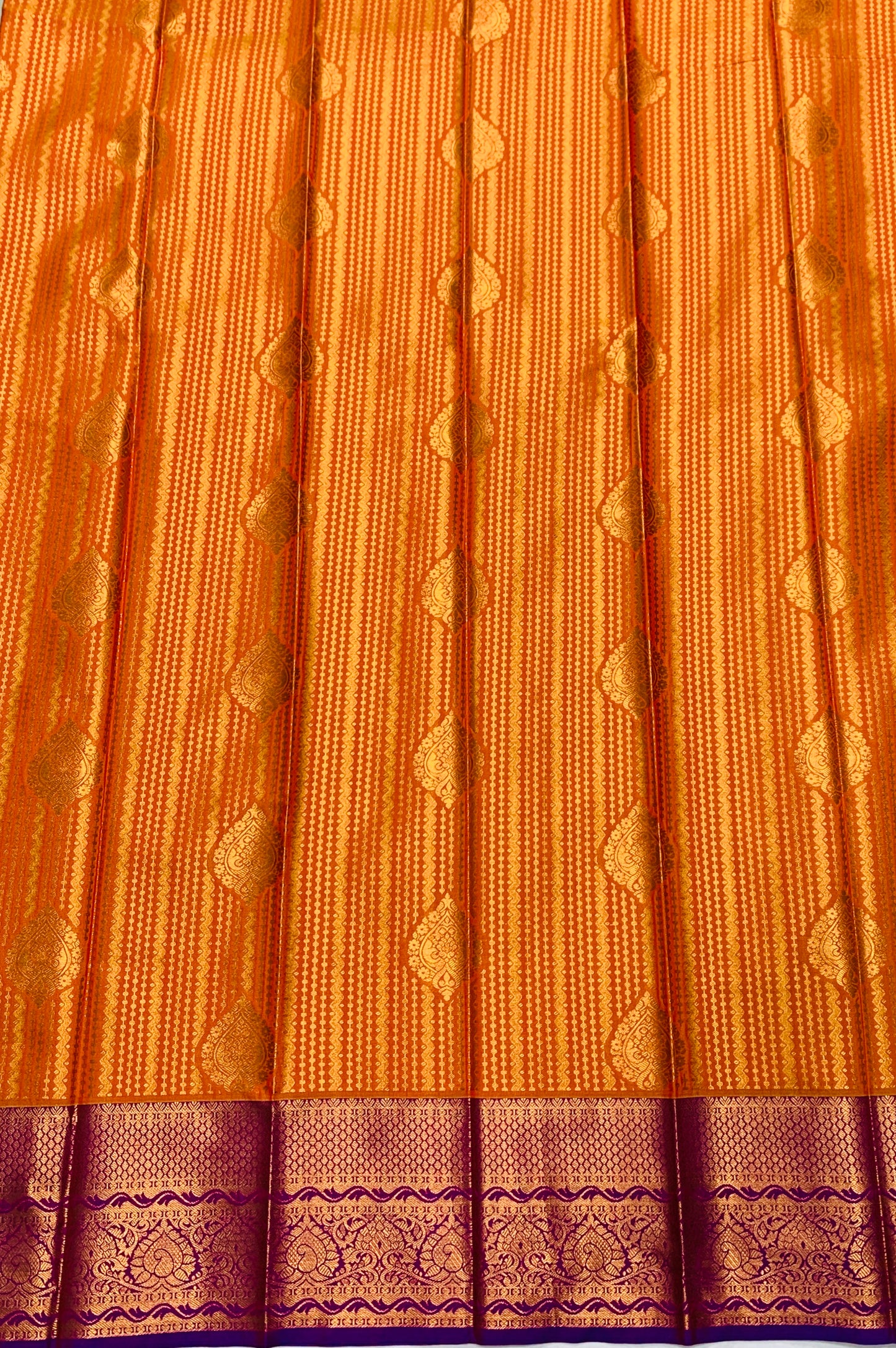 Vegan Silk Saree Mango Yellow shade with Copper Border