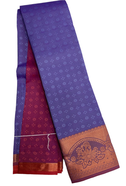 Synthetic Cotton Saree Lavender Shade with Copper Border