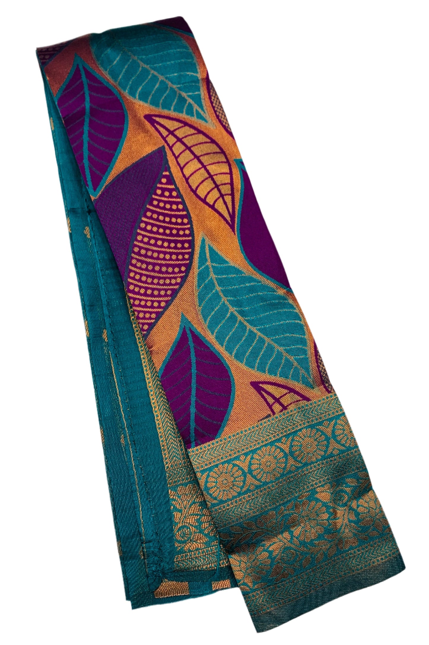 Art Silk Saree Violet Colour with Leaf Design