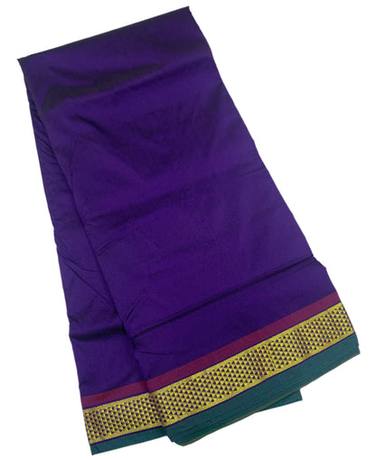 9 yards Vegan Silk Saree Violet Colour