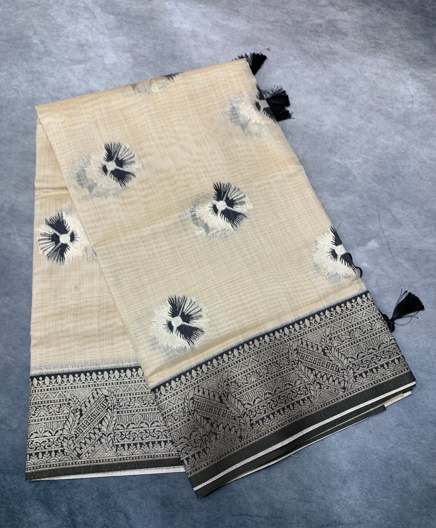 Banaras Katan Saree Tussar Colour with Katan Work Border
