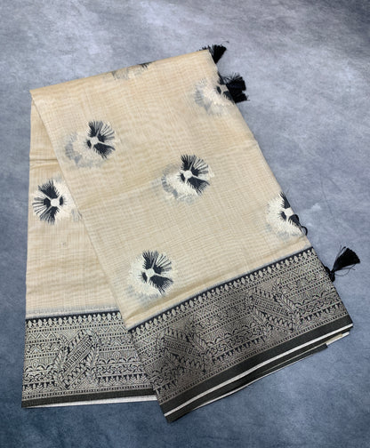 Banaras Katan Saree Tussar Colour with Katan Work Border