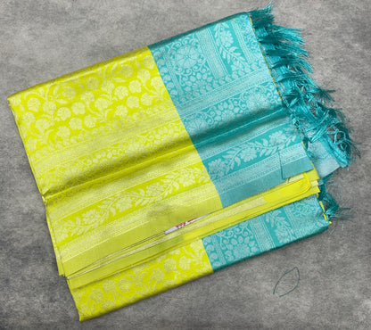 Art Silk Saree Apple Green Colour with Self Border