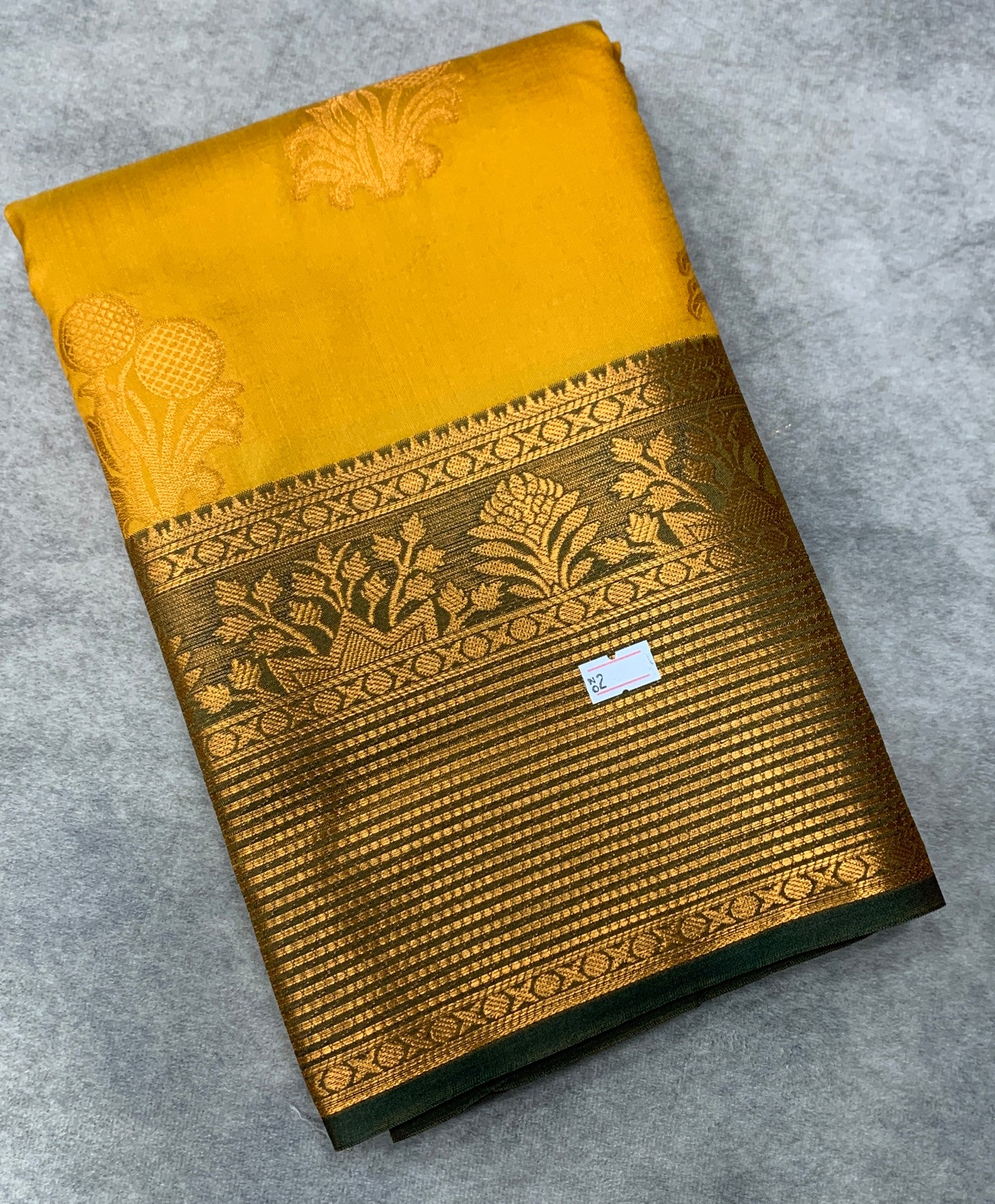Soft Silk Casual Saree Golden Yellow Colour with Green and Golden Colour Border