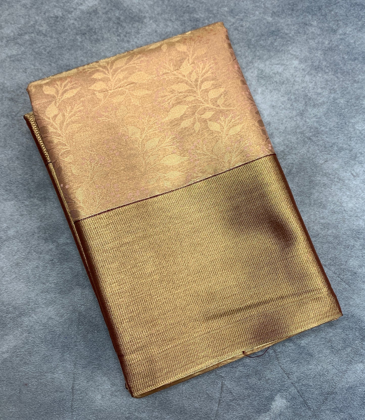 Fancy Tissue Saree Peach Colour with Copper Colour Border