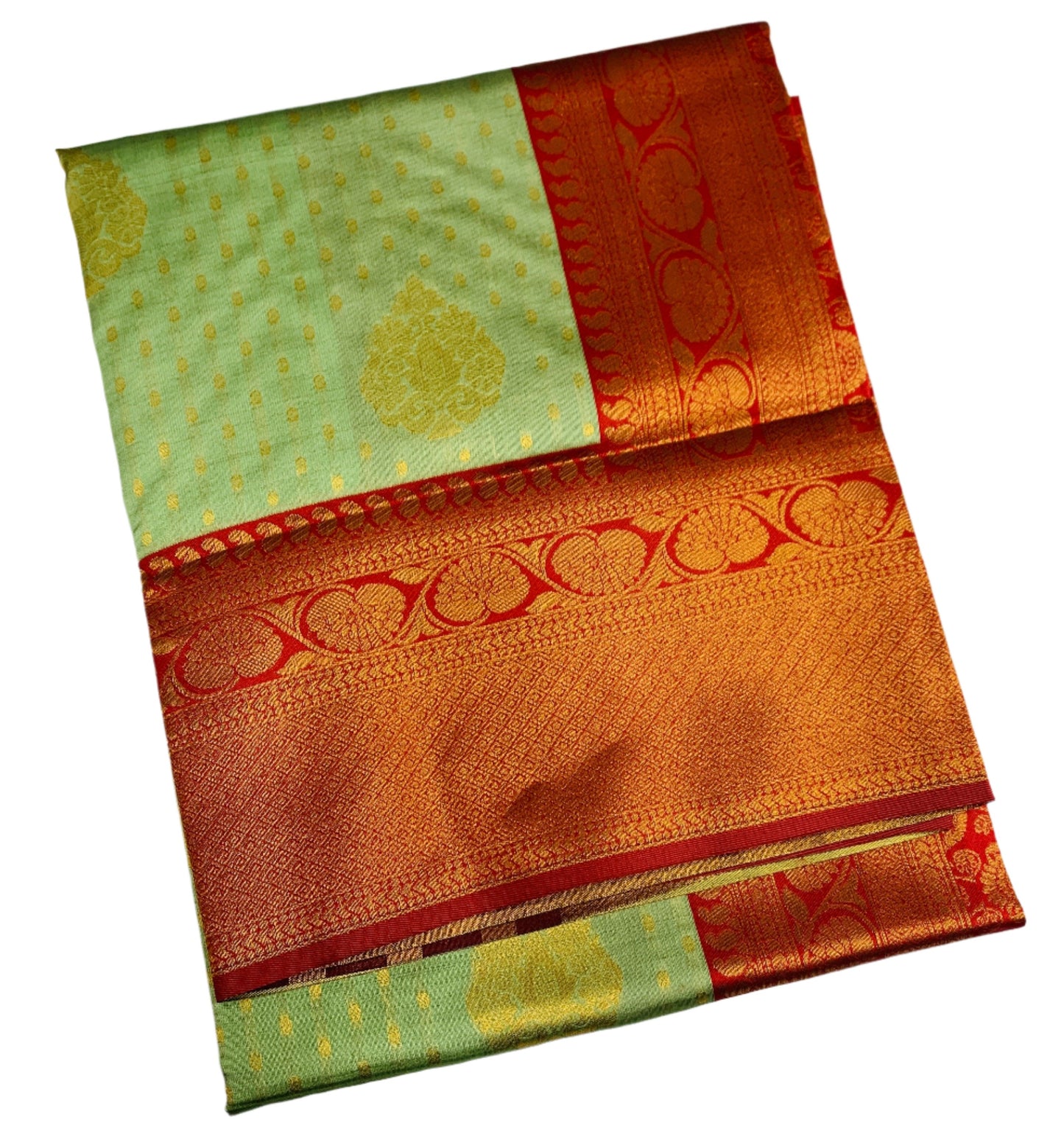 Art Silk Saree Pista Green Shade with Maroon Border