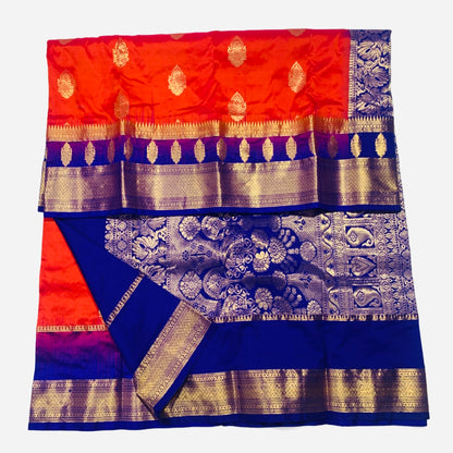 Pure Kanchipuram Silk Orange Colour