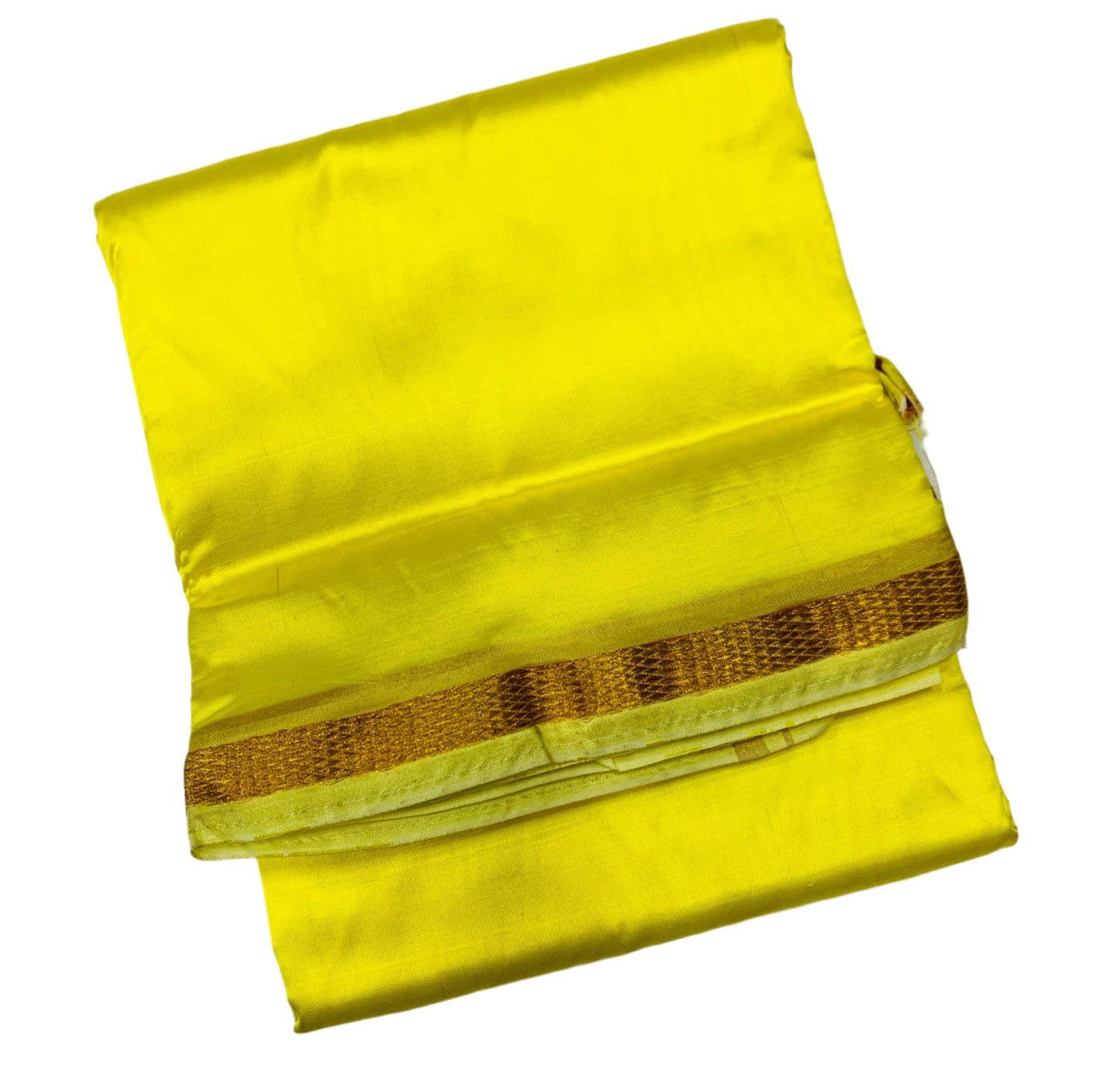 Art silk Dhoti 8 Mulam Yellow Colour Small Zari Border