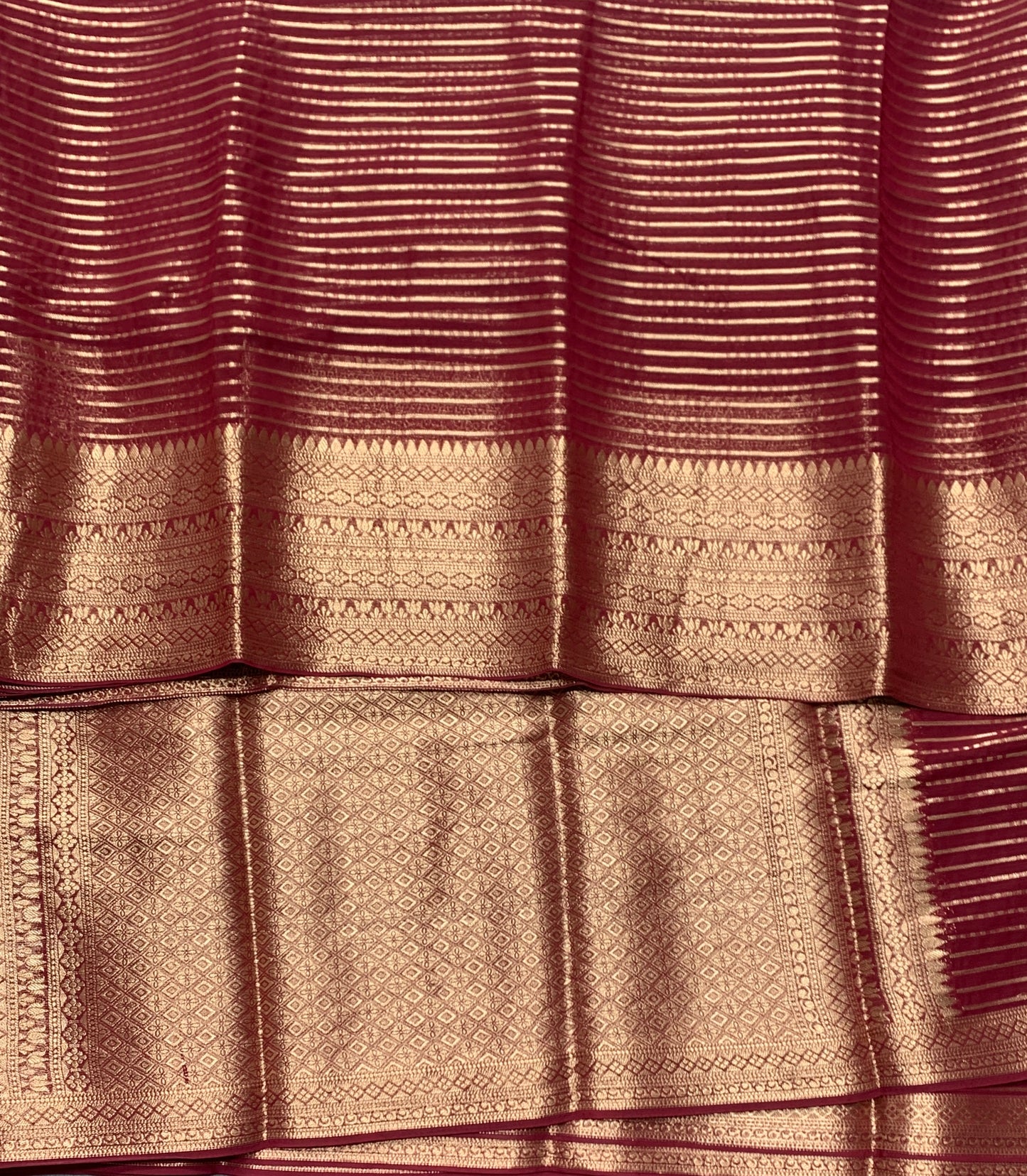 Georgette Saree Maroon Colour with Sliver Floral Design Border