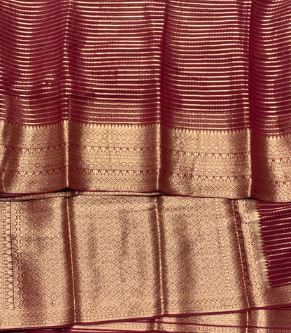 Georgette Saree Maroon Colour with Sliver Floral Design Border
