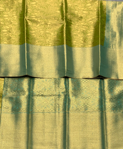 Fancy Tissue Saree Olive Green Colour with Green Colour Border