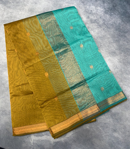 Golden Mustard Colour Silk Cotton Saree with Copper Zari Border