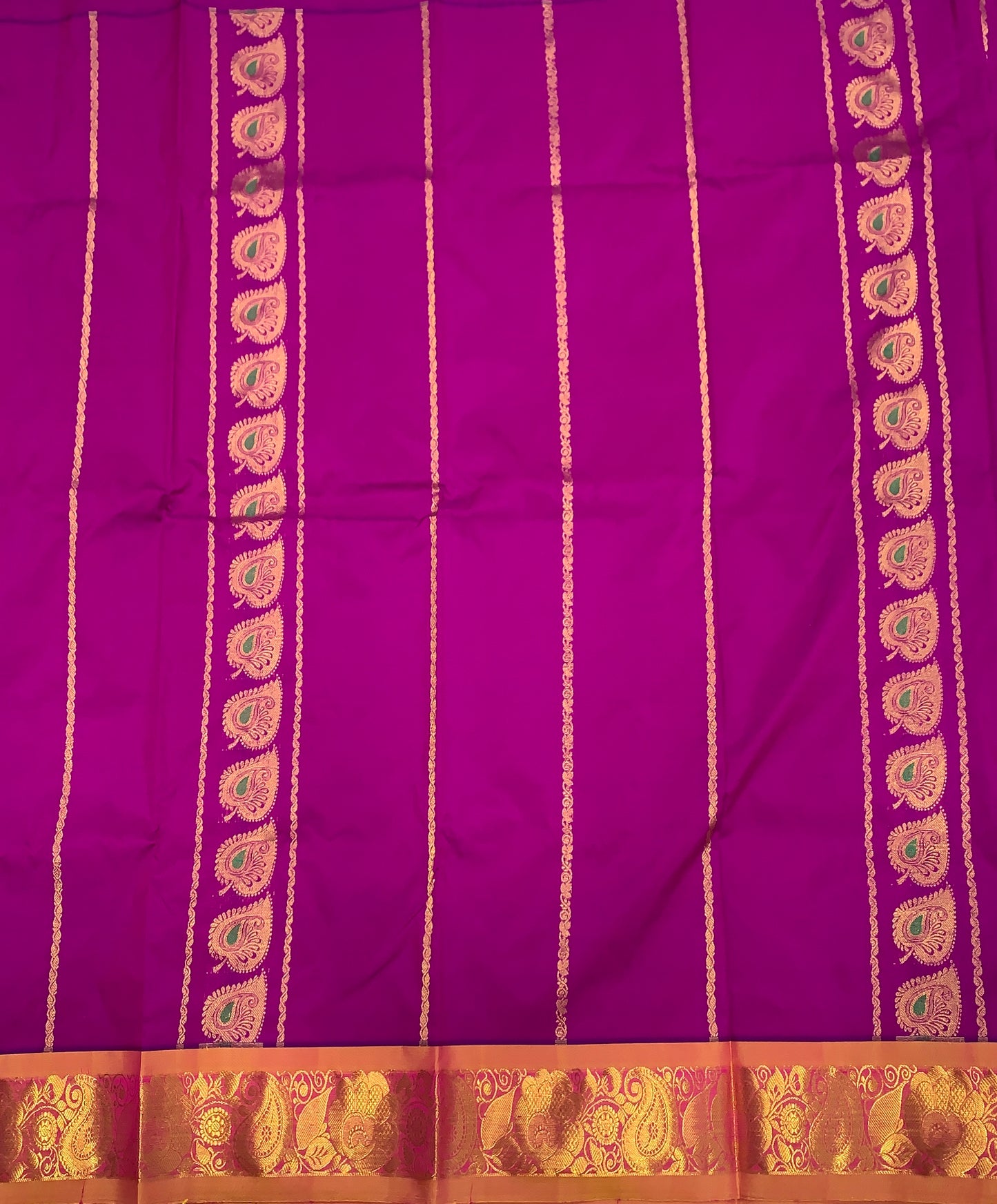 Barbie Pink shade Semi silk Kids Pattu Pavadai with Contrast border for age 5 to 10