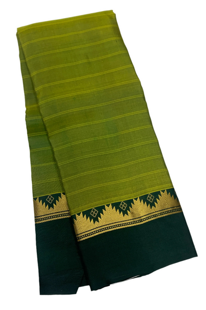 Pure Kanchipuram Silk Saree Olive Green shade with Green Border