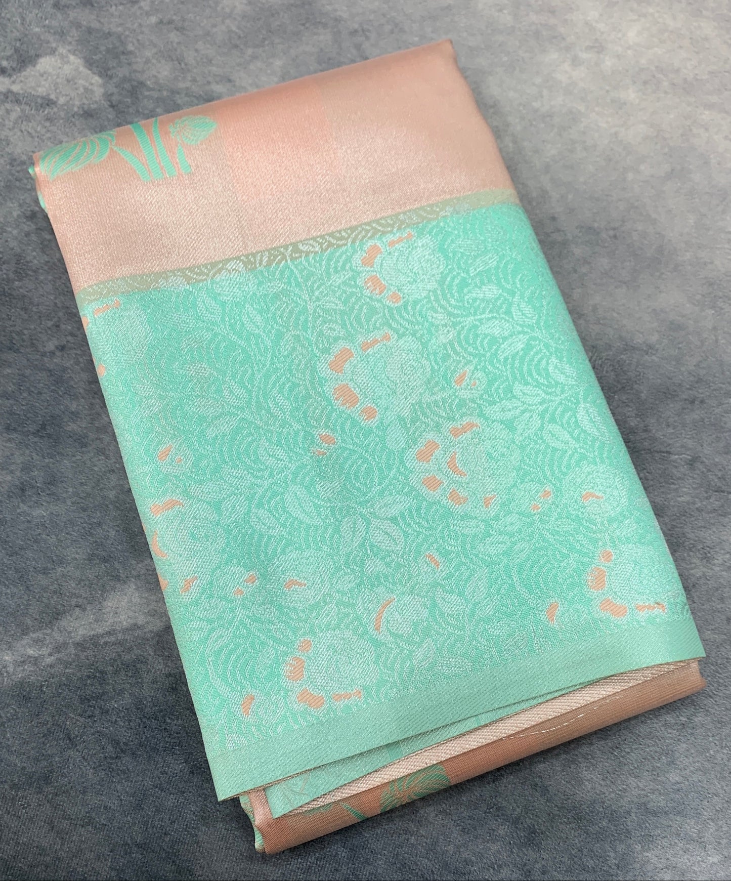Art Silk Saree Light Peach Colour with Sapphire Colour Border
