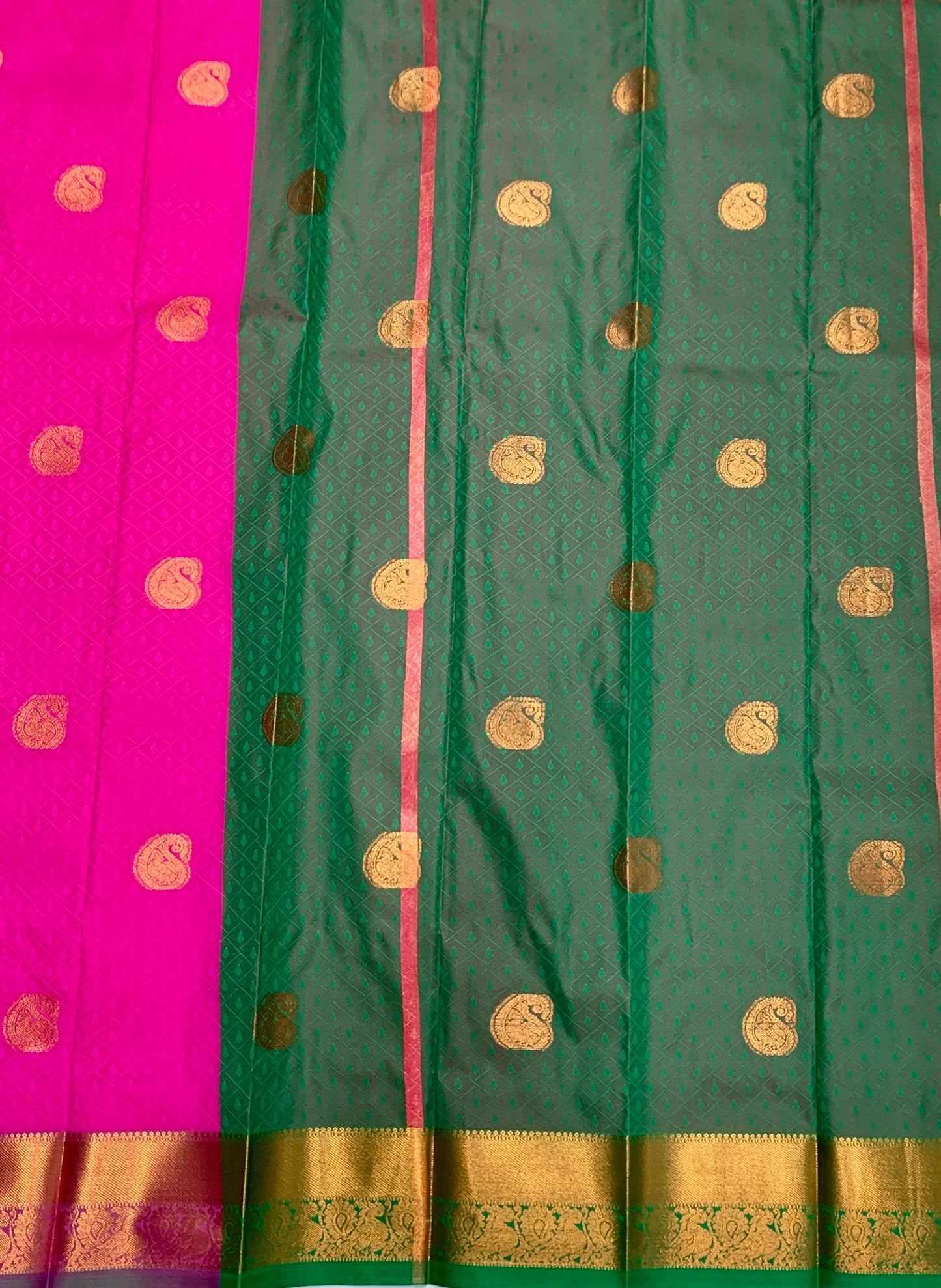 Rani Pink Shade Silk Cotton Saree with Copper Zari Border