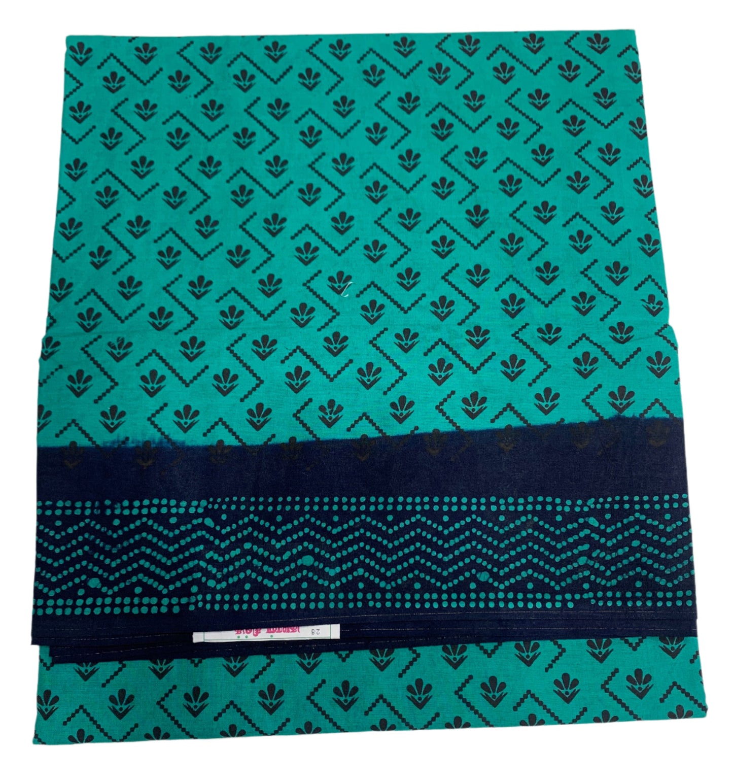 Chettinad Sungudi Cotton Emerald green Colour with Navy Blue Border