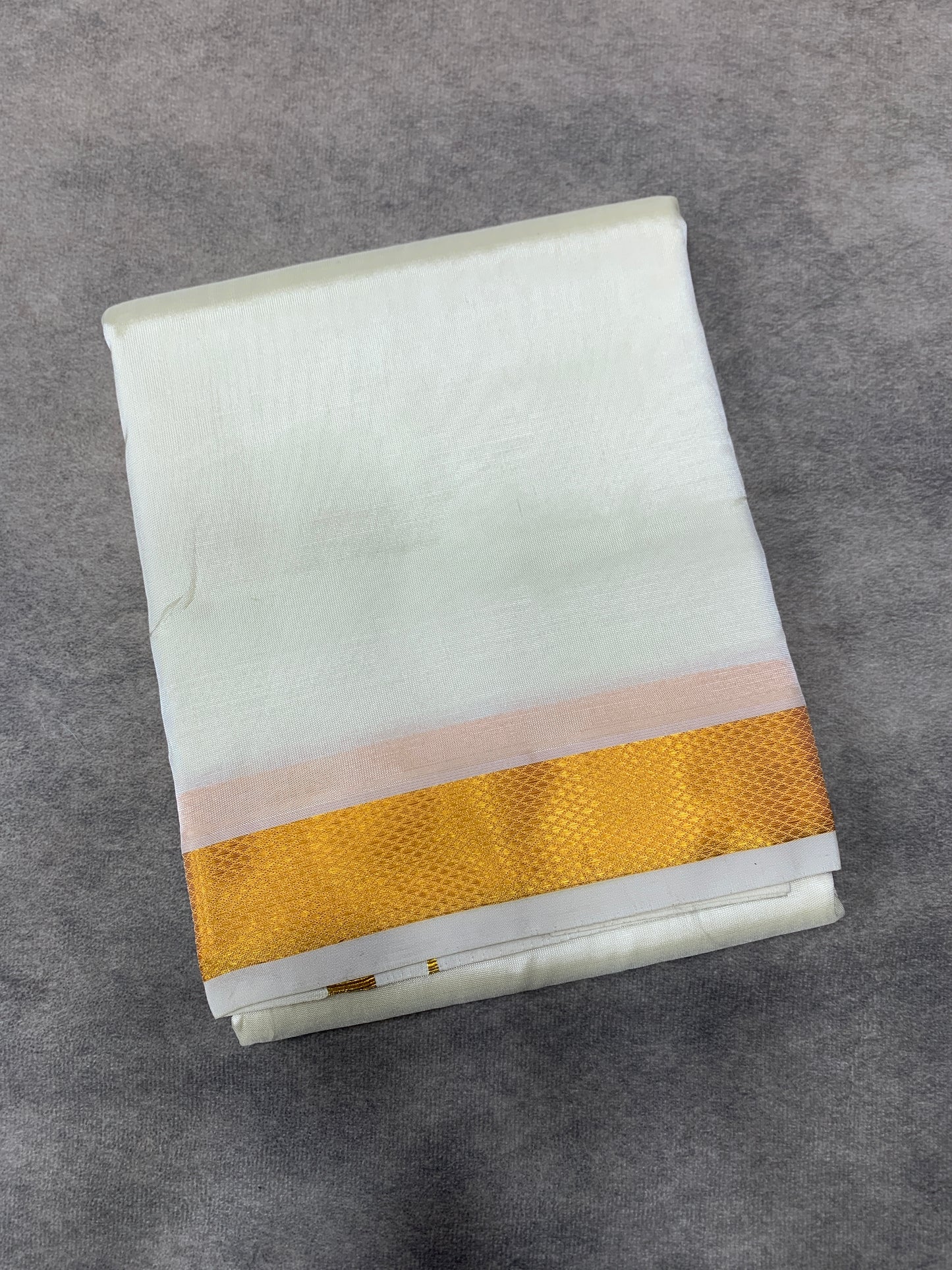 Art Silk Dhoti 8 Mulam Cream Colour Small Border