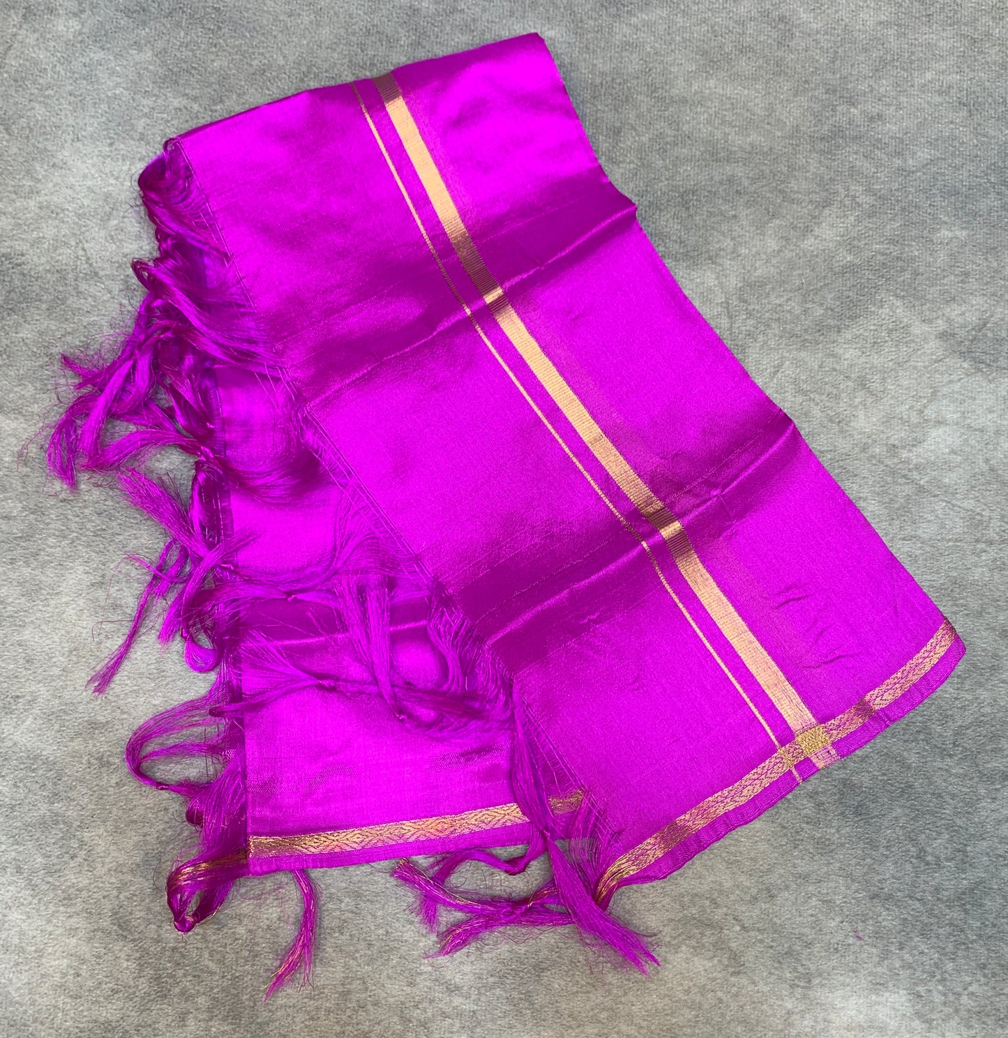 2 Mulam Silk Pooja Towel Purple Colour