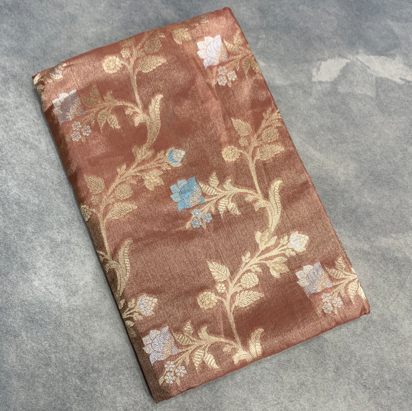 Meenakari Banaras Tissue Silk Saree Chocolate Brown Colour