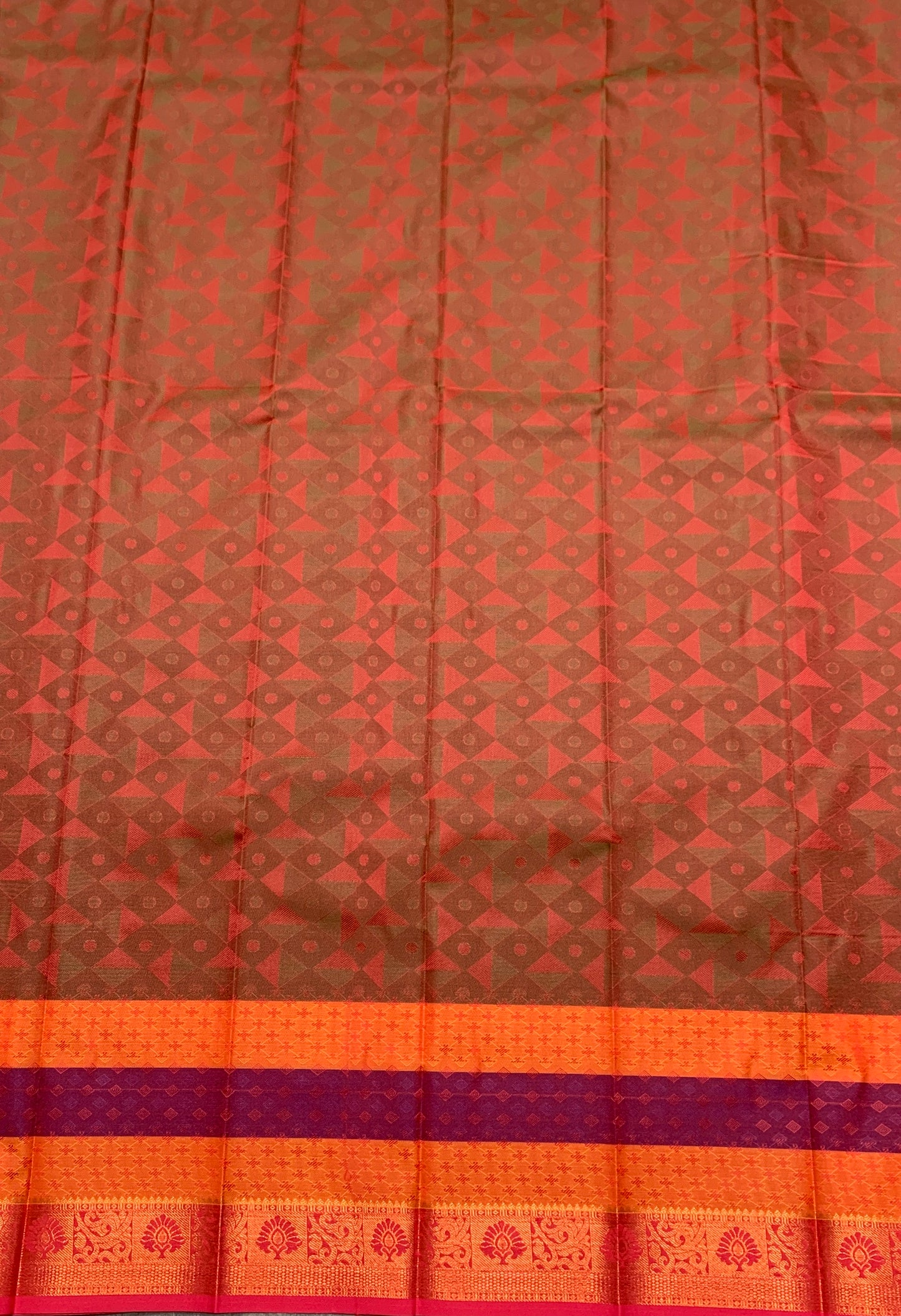 Synthetic Cotton Saree Maroon Shade with Copper Border