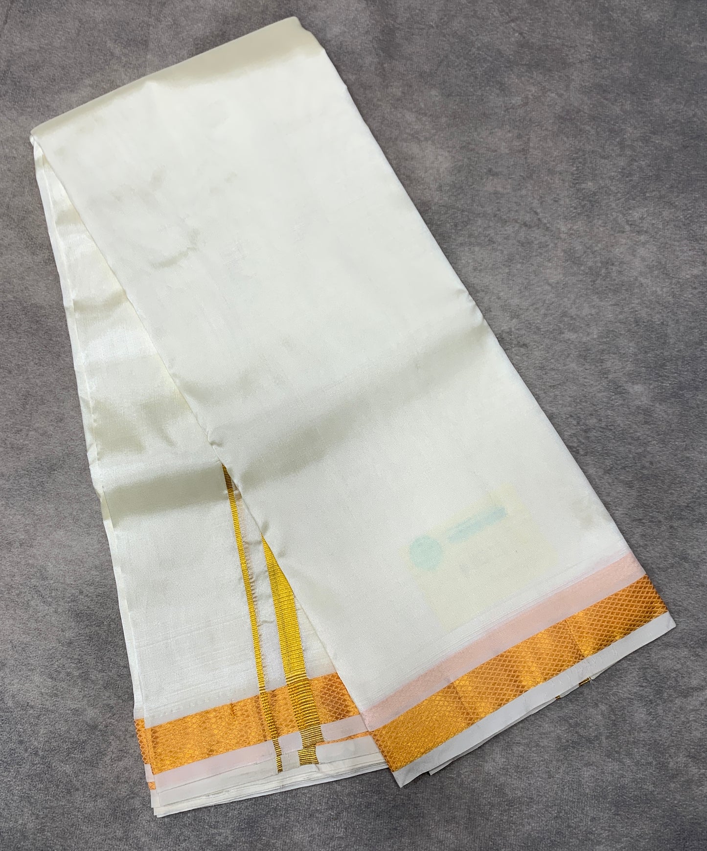 Art Silk Dhoti 8 Mulam Cream Colour Small Border